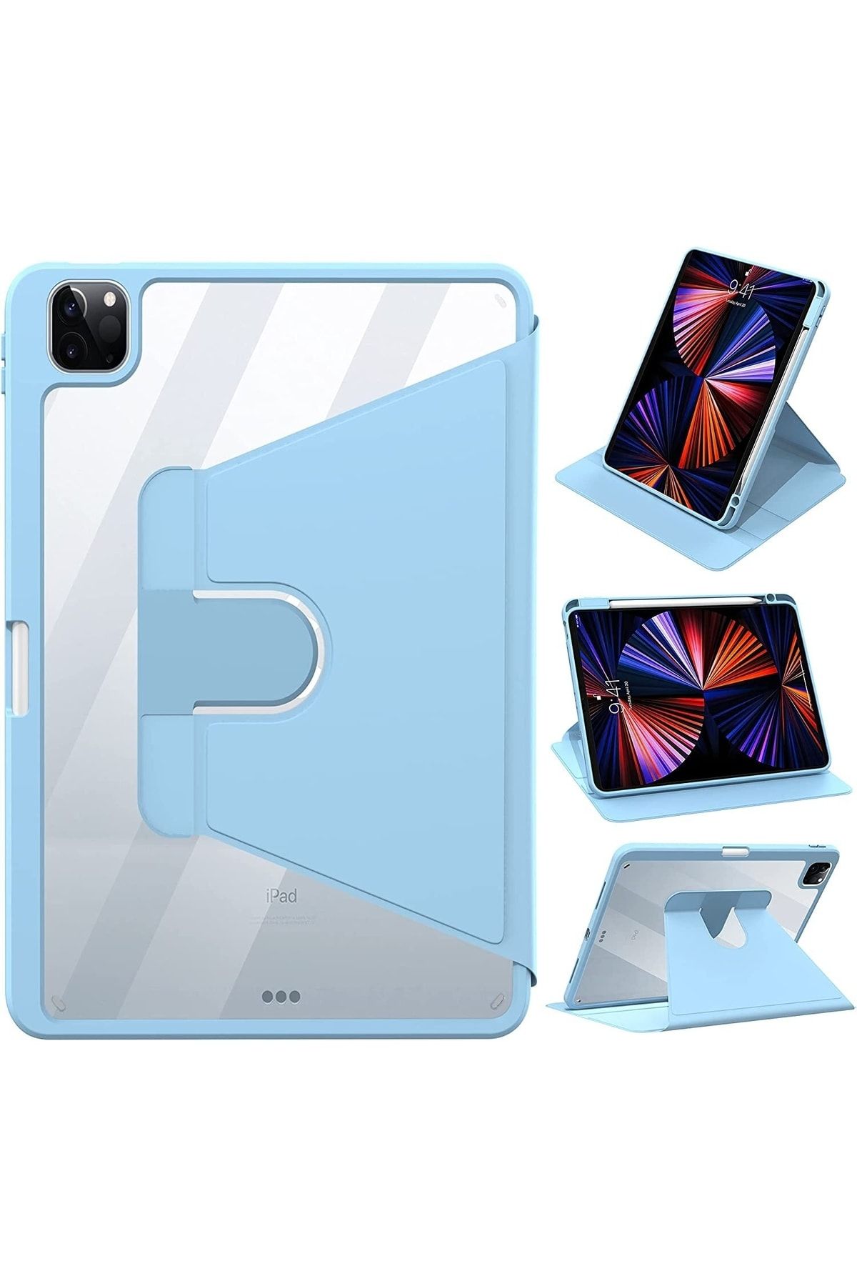 TEKNETSTORE-Apple Ipad Pro 12.9 Inch 3rd 4th 5th 6th Generation Case 360 Rotatable Case with Pen Charging Compartment 6