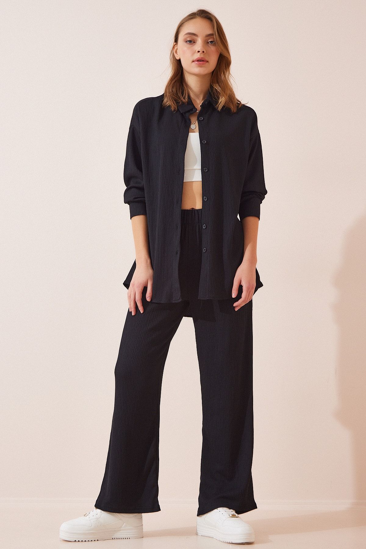 Happiness İstanbul Zweiteiler Schwarz Regular Fit