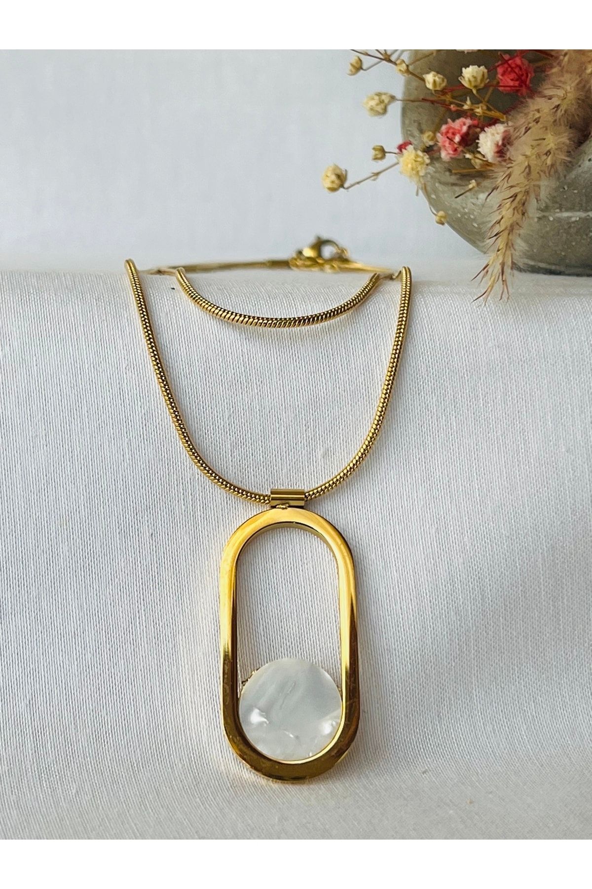 Pearl shop stone necklace