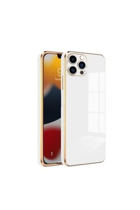 Iphone 12 Pro Uyumlu Kılıf Golden Silikon Kılıf Beyaz 2507-m443