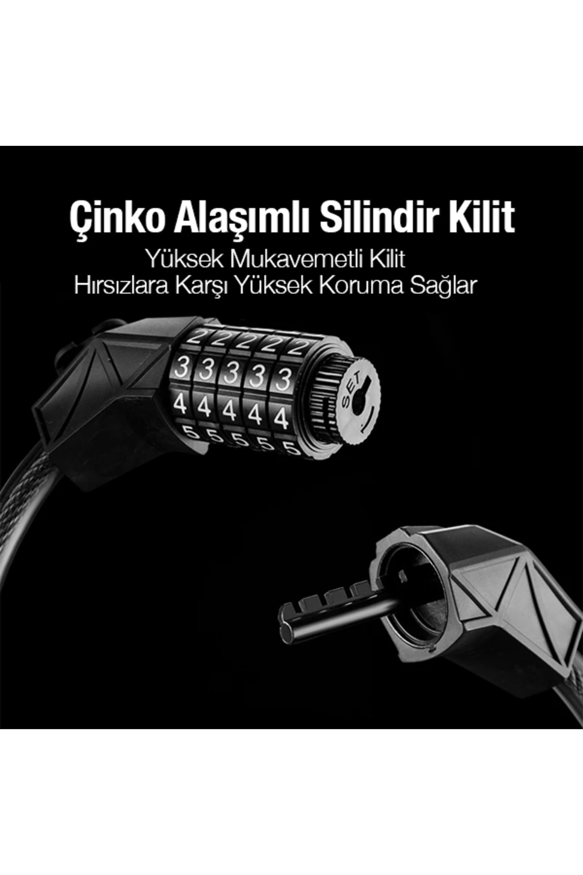 TeknoExpress Ultra Sağlam Anahtarlı Çelik Kilit Bisiklet Motosiklet Güvenlik Kilidi Bebek Arabası fotoğrafı 4 (önizleme)