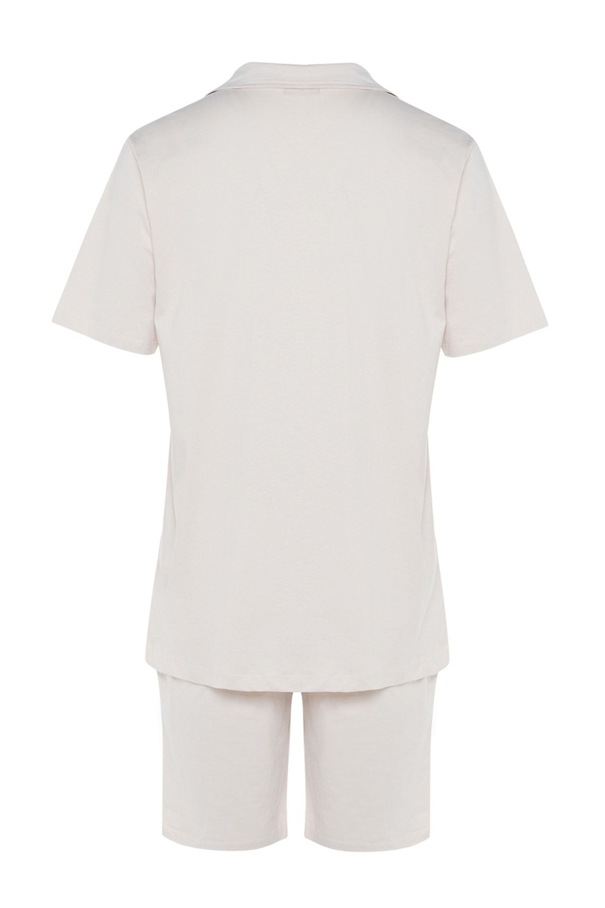 Kolekcia Trendyol-Dark Stone Unisex Regular Fit Šortky Apache Collar Shorts Pyžamá Set TMNSS23PT00007 8