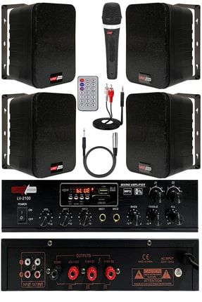 Black Soft Paket-3 hoparlör anfi Mikrofon Mağaza Ses Sistemi 19812