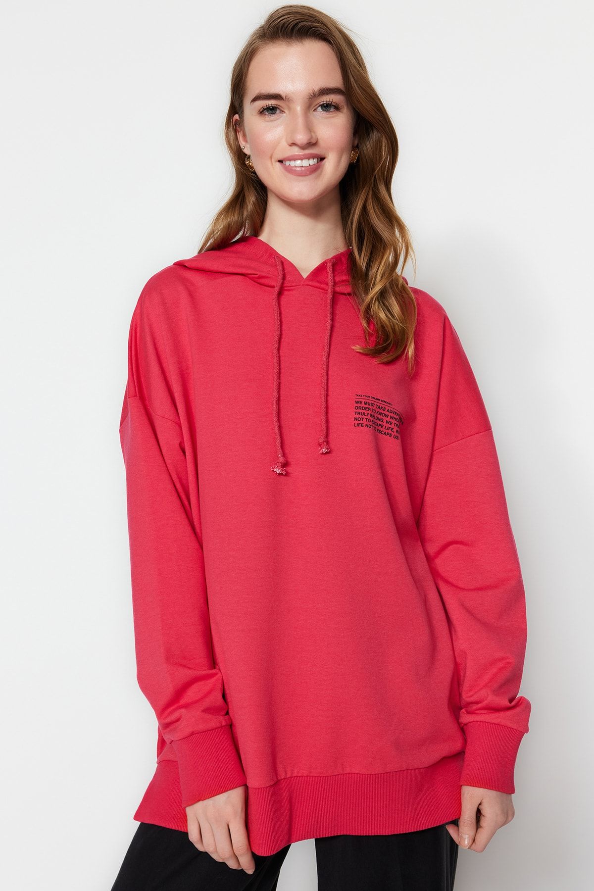Trendyol Modest Sweatshirt Rosa Oversized