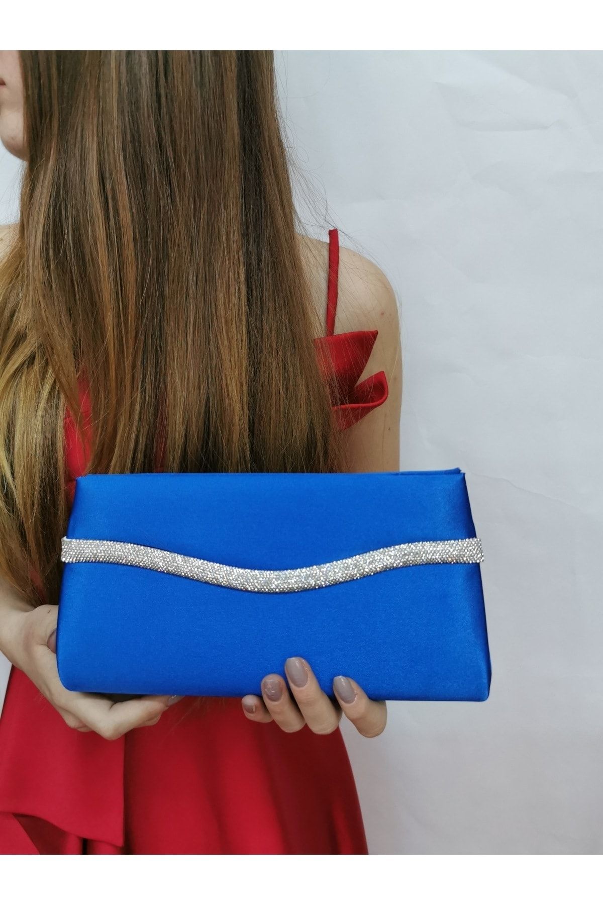 NAZART Women s Satin Saks Stone Evening Dress Clutch Portfolio Handbag Wedding Engagement Bag