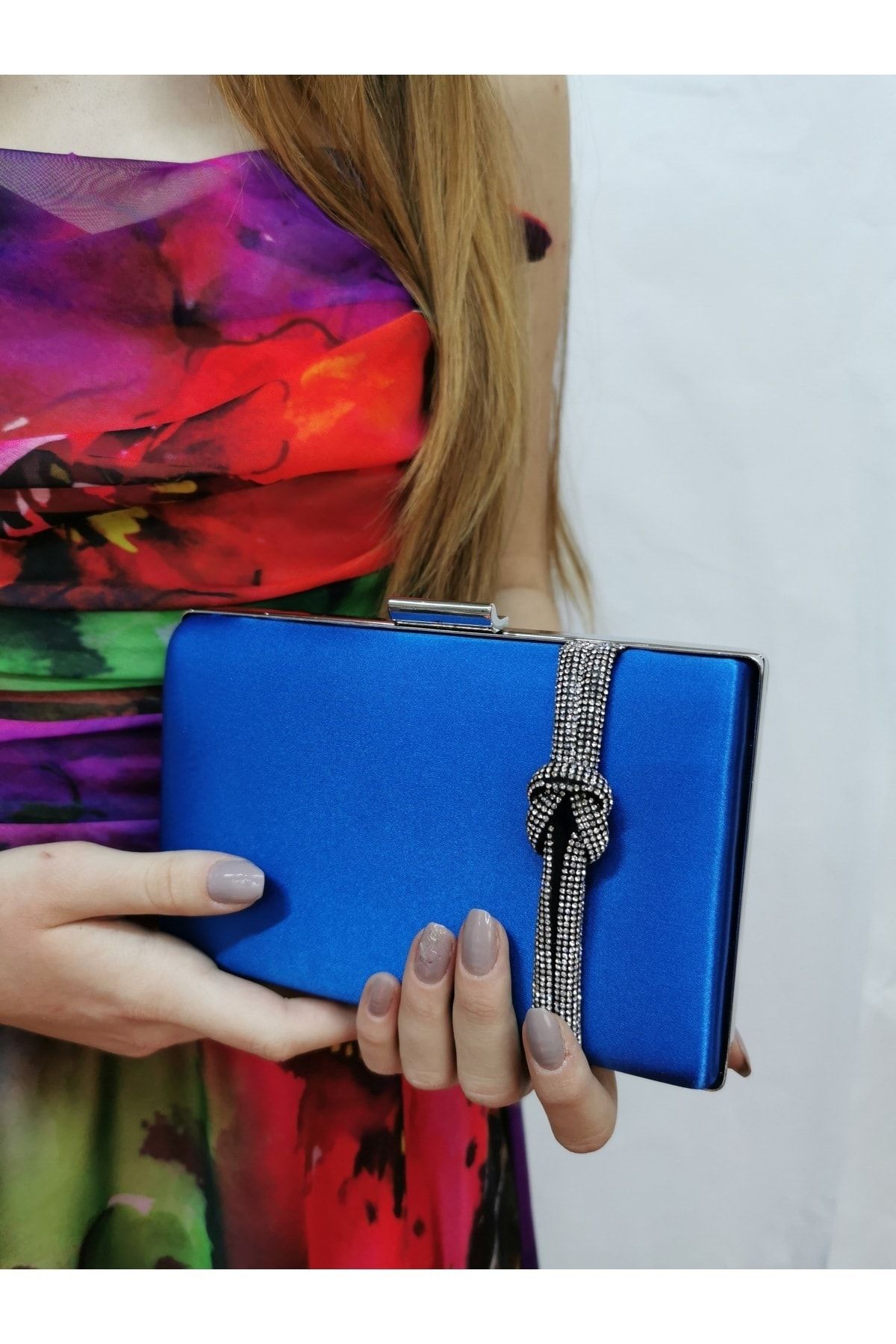 Royal blue hotsell satin clutch bag
