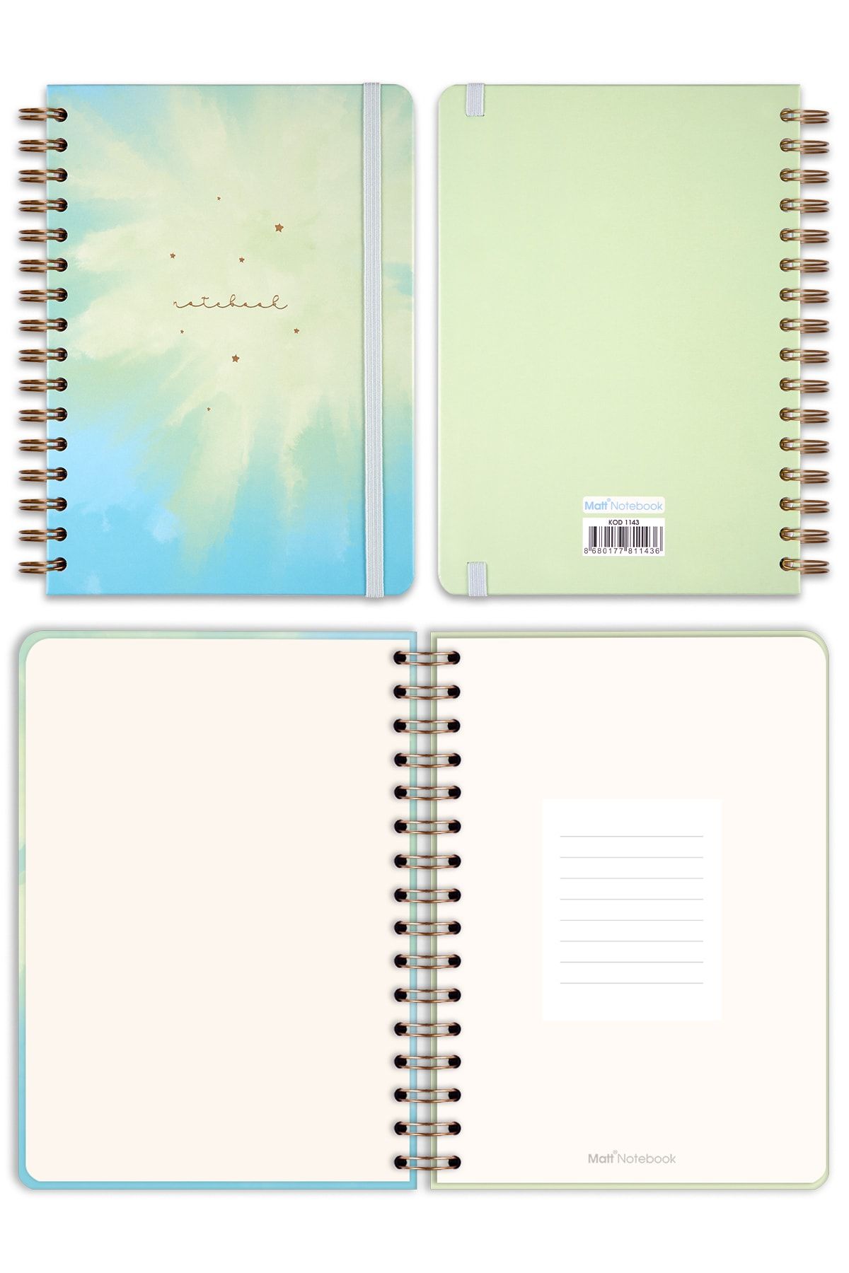 Matt Notebook-A5 15x21 Cm Spiral Elasticated Squared Undated Notebook 6
