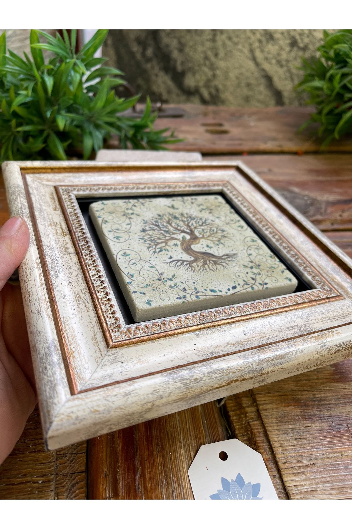 Oscar Stone Decor Çerçeveli Taş Duvar Dekoru 20x20 Cm Hayat Ağacı (yaşam) Life Tree SN11098