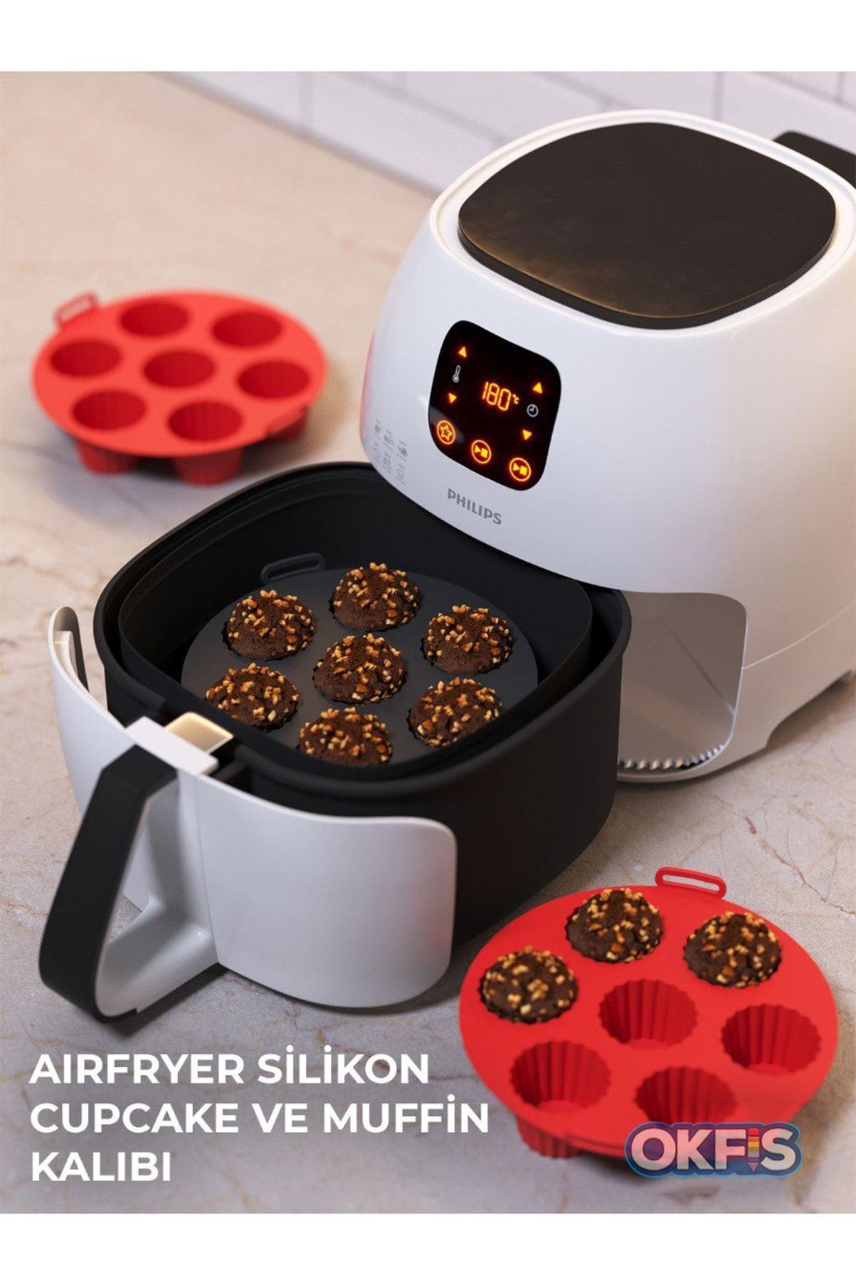 Airfryer Silikon Cupcake Pişirme Kabı Fırın Kalıbı Siyah 20x5 Cm