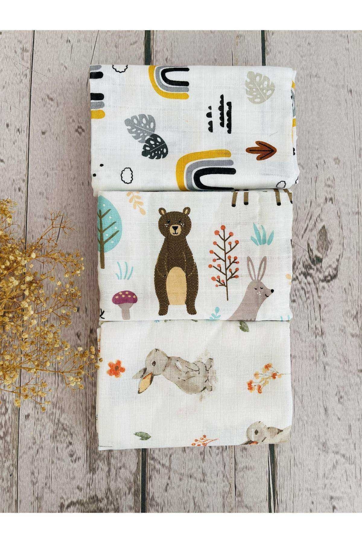 3 Pieces 75x75 Cm Multi-Purpose Muslin Cloth Blanket