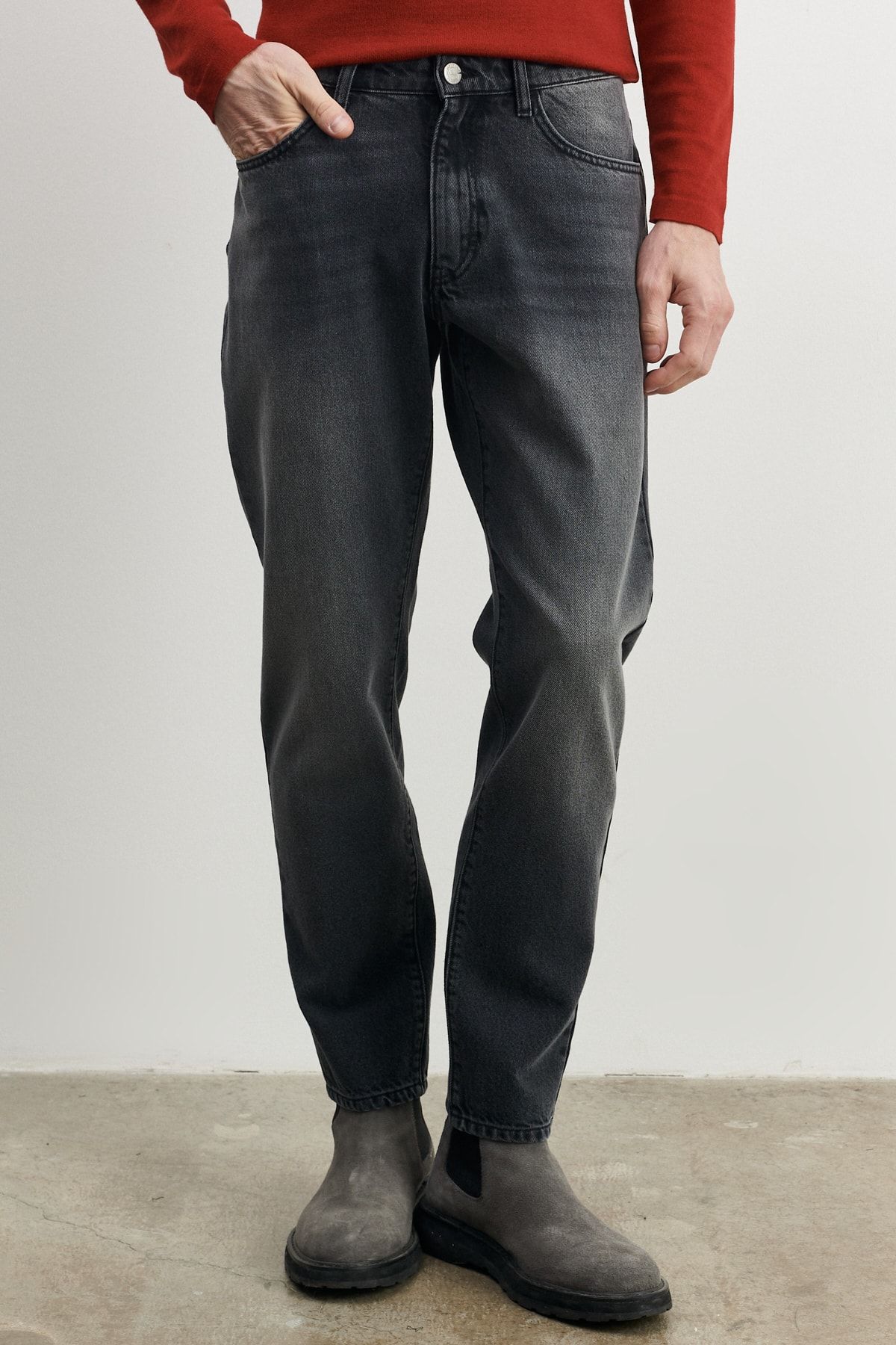 Altınyıldız Classics شلوار جین 100% پنبه‌ای مردانه به رنگ خاکستری راحت