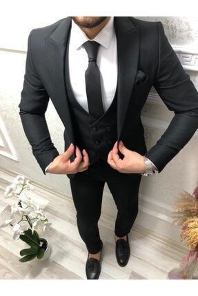 Erkek Siyah Slim Fit Takım Elbise ST0072