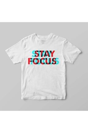 Unisex Beyaz Stay Focus T-Shirt gtb00062
