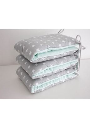 Jaju Baby Gri Zemin Beyaz Yildiz Mint 60x120 Kombin Besik Kenar Koruma Ozel Olcu Trendyol