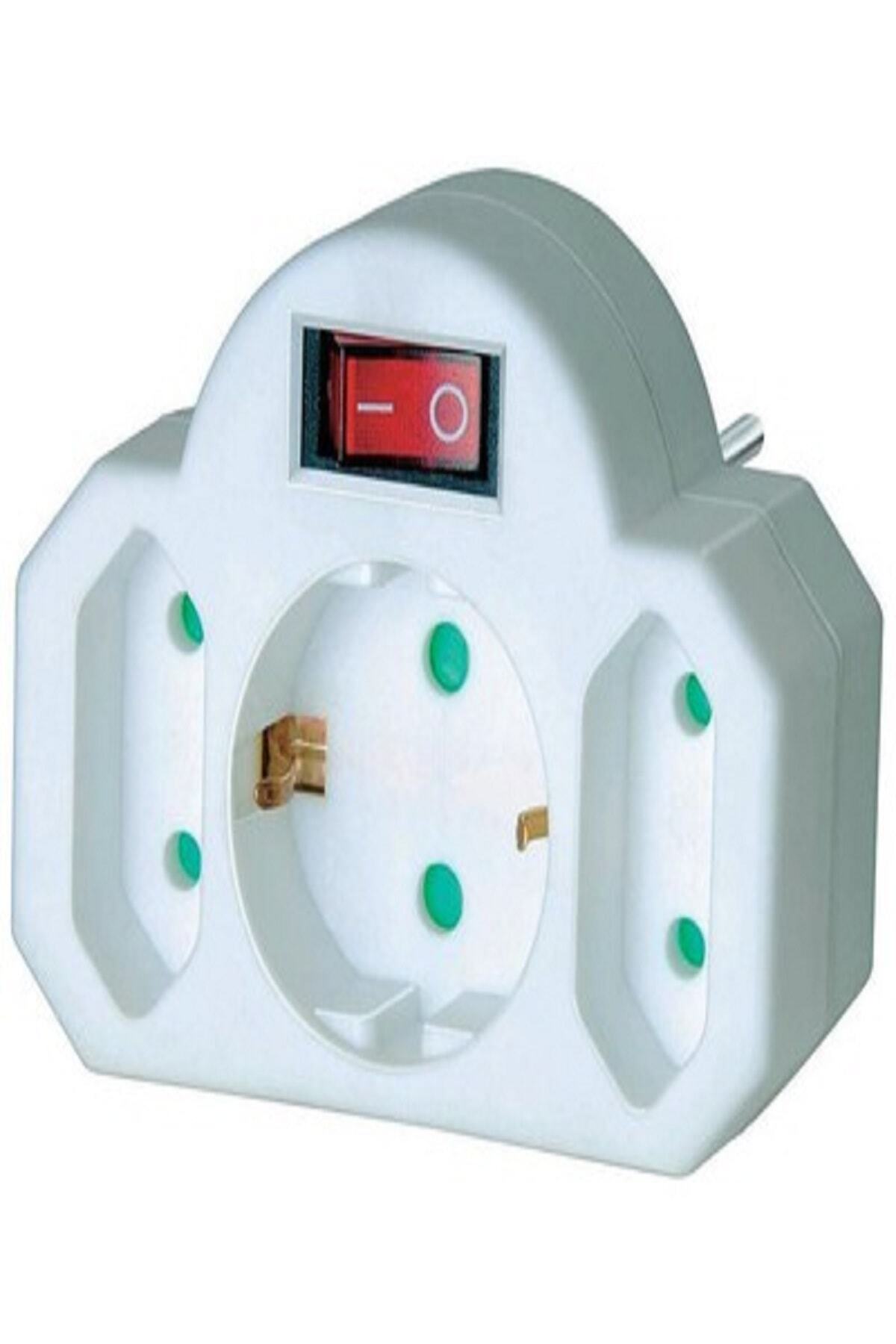 Brennenstuhl-2+1 Grounded Socket - White with On/Off Safety Switch 1