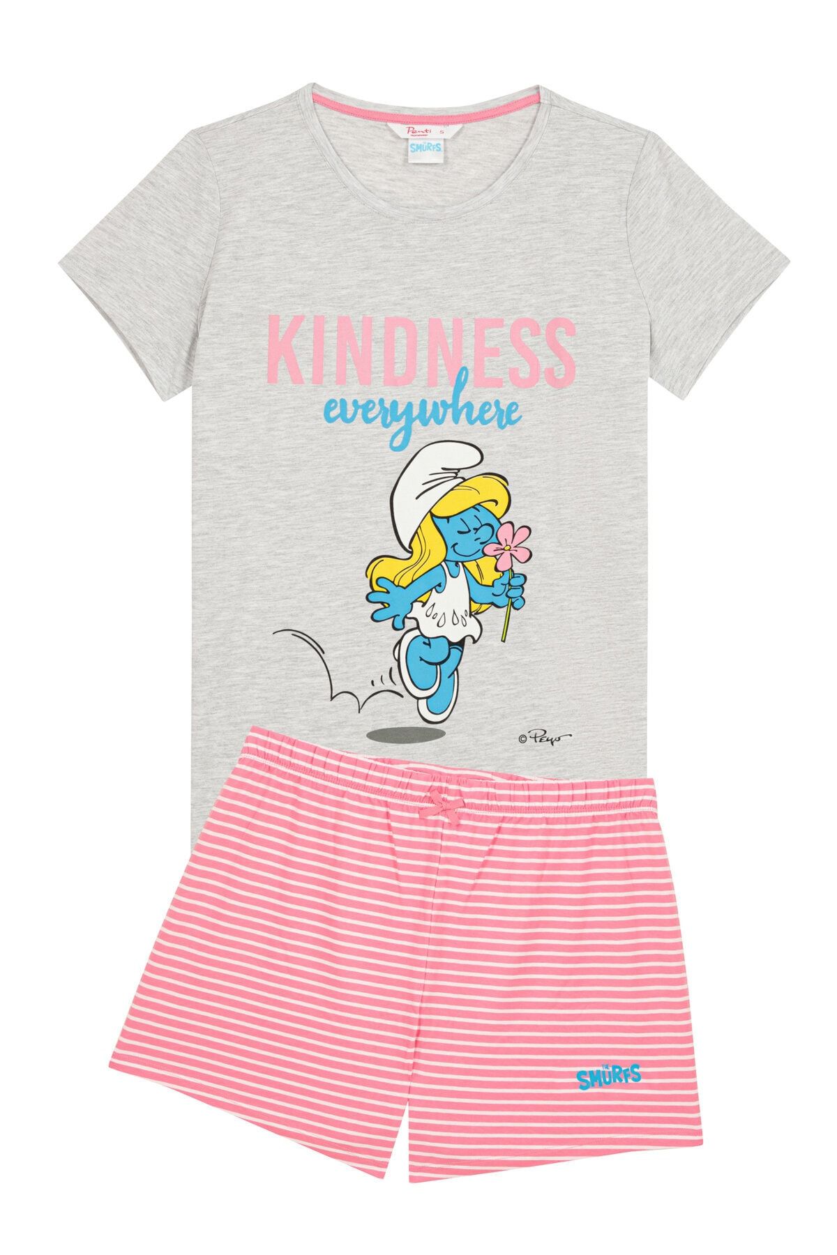 Penti Kadin Cok Renkli Smurf Pijama Takimi Trendyol
