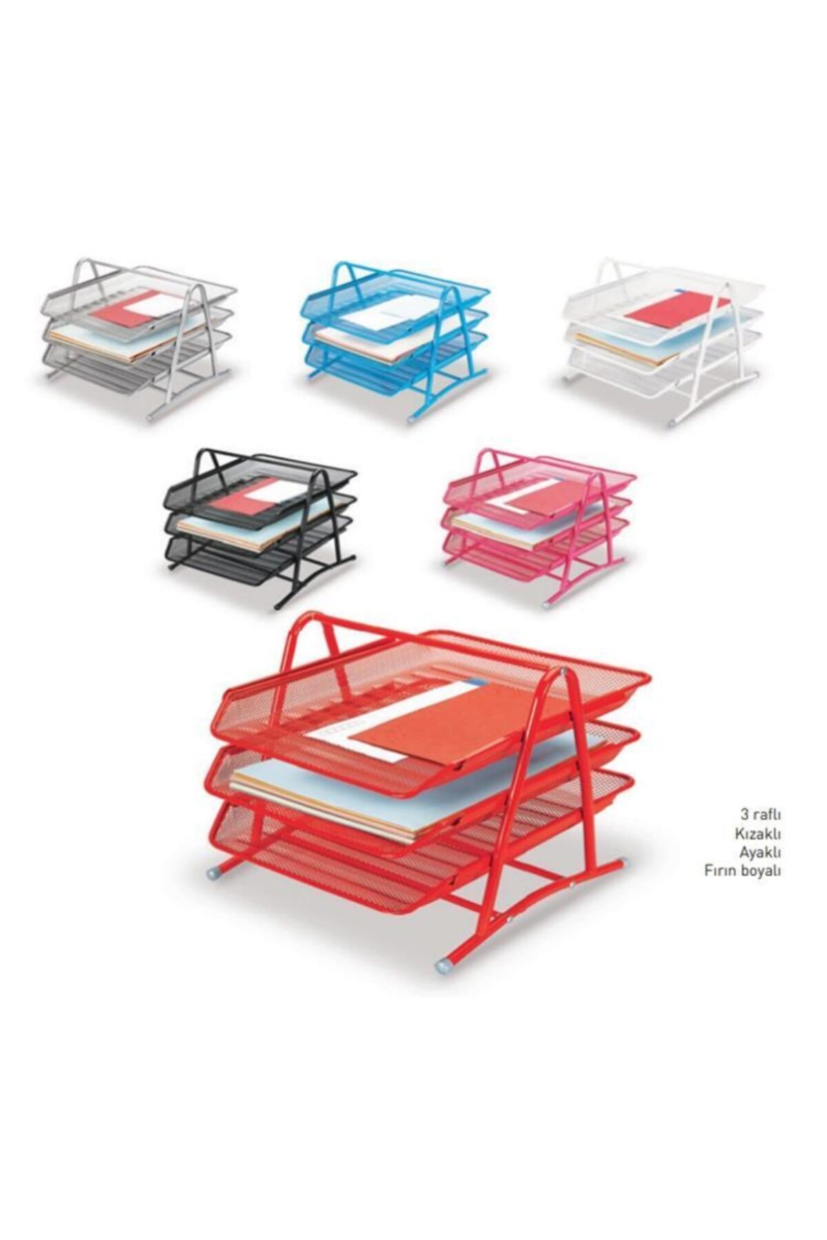 Gıpta 3'lü Hareketli Evrak Rafı Pembe F0003