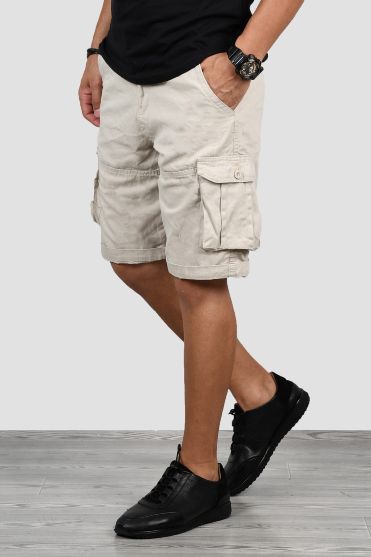 Men's Grey Stone Slim Fit Cargo Capri 2002014