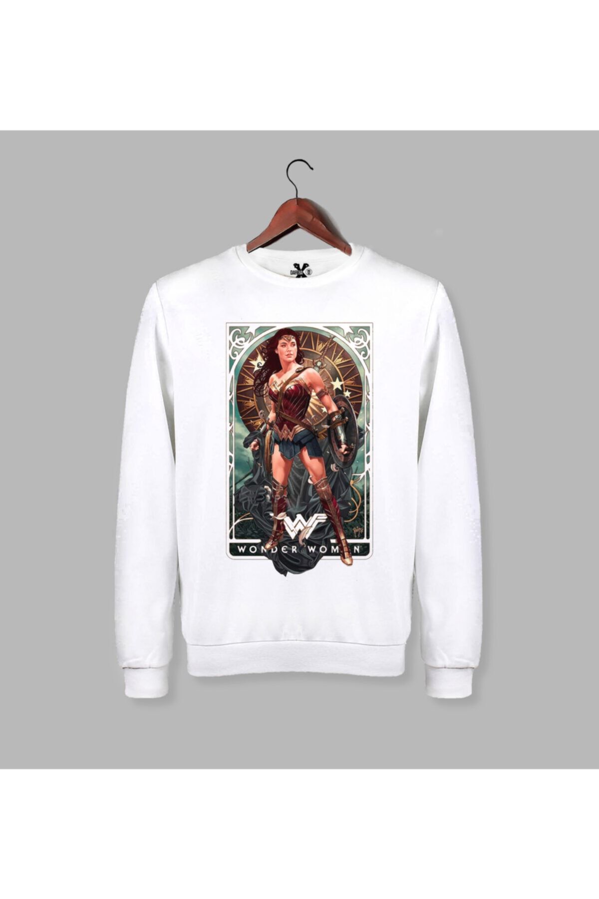 Darkia Unisex White Wonder Woman DC Printed Sweatshirt Trendyol