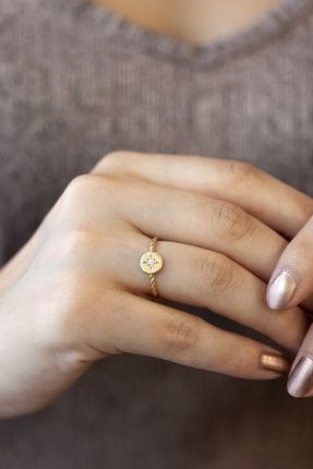 Usta Jewellery Kadin Turkuaz Mineli Bagetli Swarovski Tasli Sari Altin Yuzuk Trendyol
