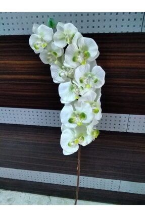 Uzun Dal Beyaz Orkide Yapay Çiçek 80 cm Yapay Orkide1