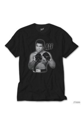 Muhammed Ali Poster Siyah Tişört ZT3203