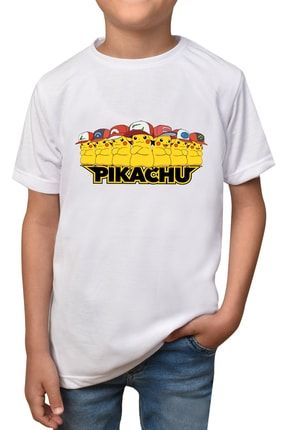 Pikachu- Beyaz Çocuk - Yetişkin Unisex T-shirt T-14 pikachu-cocuk-14
