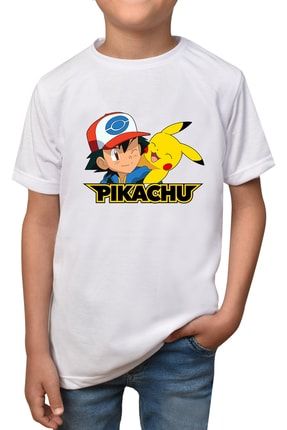 Pikachu- Beyaz Çocuk - Yetişkin Unisex T-shirt T-4 pikachu-cocuk-4