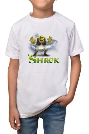 Shrek- Beyaz Çocuk - Yetişkin Unisex T-shirt T-12 shrek-cocuk-12