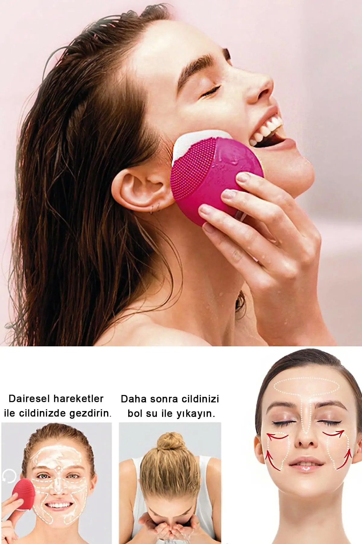 Titreşimli Yüz Makyaj Temizleme Cihazı Masaj Aleti Peeling — MBTTRYMTCMAPL — تصویر 3 از 4