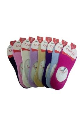 10'lu Paket Çok Renkli Bambu Suba Görünmez Kaydırmaz Topuk Silikonlu Kadın Çorap 44556677