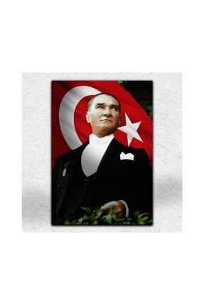 Bayraklı Atatürk Portresi Dekoratif Kanvas Tablo 30 X 45 Cm ATATÜRKCNVS-008