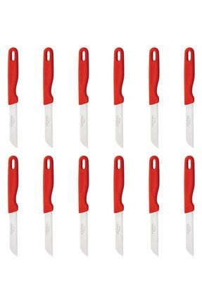 Delik Saplı Meyve Bıçağı 12'li Takım-kırmızı EL.081.028