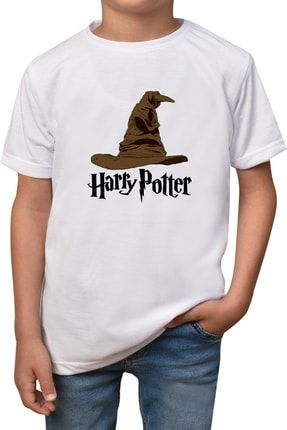 Unisex Çocuk Beyaz Harry Potter T-shirt T-16 Harry-t-16