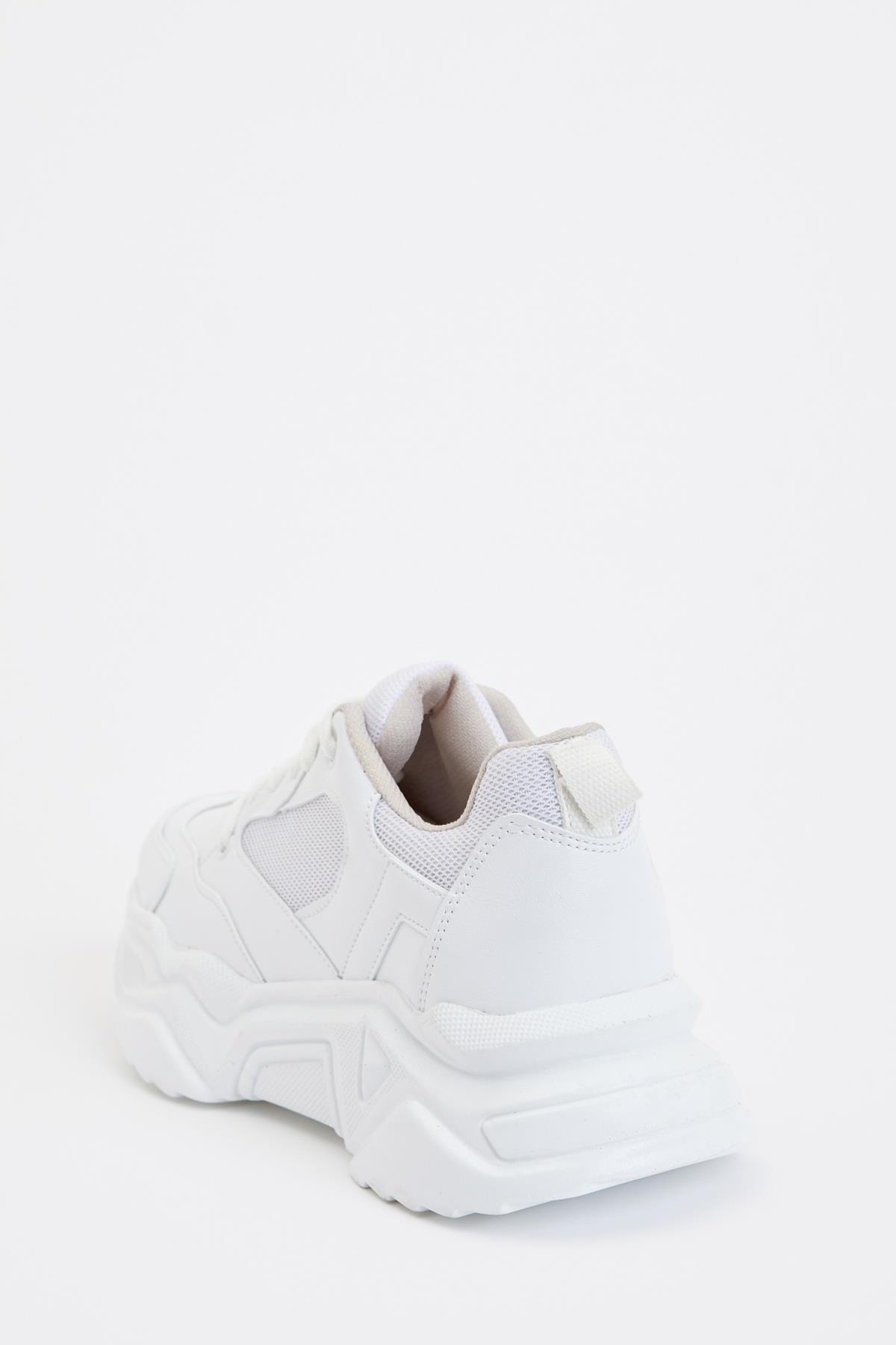 Beyaz Bağcıklı Ugly Sneaker 