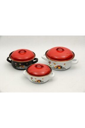 Cooker 3 Lu Mini Emaye Tencere Seti 12 14 16 Kirmizi Trendyol