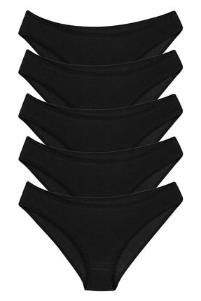 Kadın - Günlük Pamuklu Külot Siyah Bikini Model 5li Paket Kts1057 MKD123-3