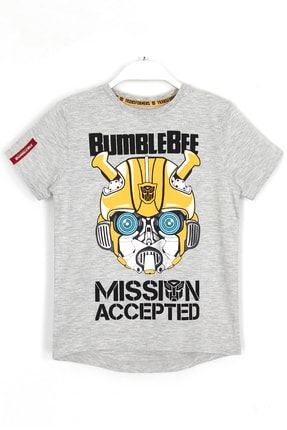 Bumblebee Baskılı Erkek Çocuk T-shirt 2 - 8 Yaş Gri 001-0001677
