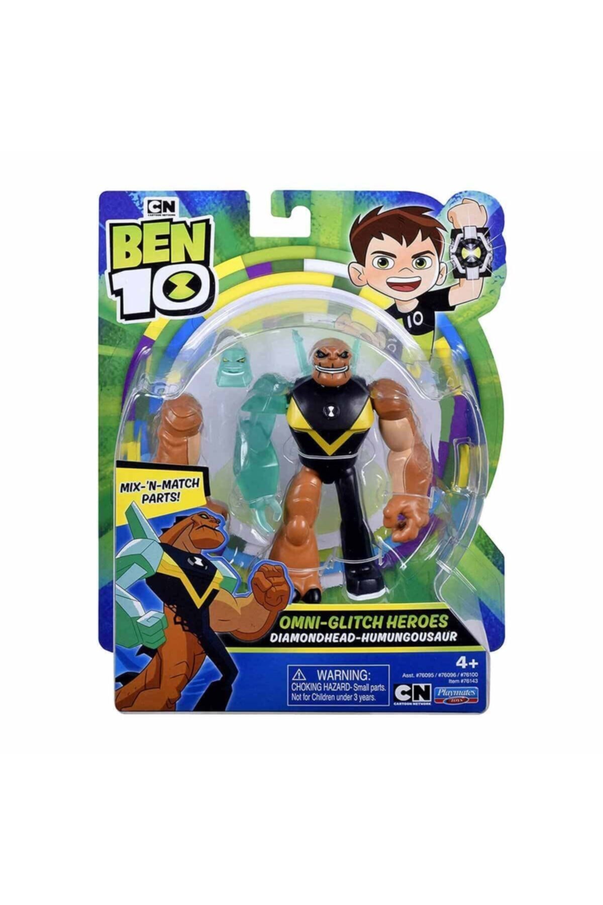 Ben 10 Omni-Glitch Heroes - Figura Base Diamondhead / Humungousaur - Giocattolo Combinabile Per Bambini
