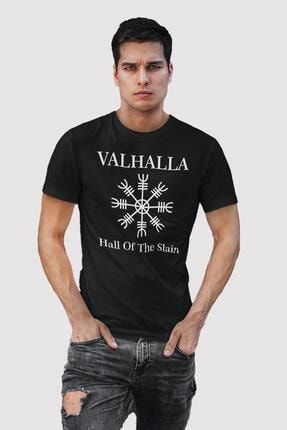 Erkek Siyah Assassin's Creed Valhalla Baskılı T-shirt LMS-778