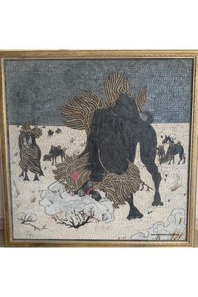 Sanatsal Mermer Taş Mozaik Tablo-deve Khavtgai Art Mosaic