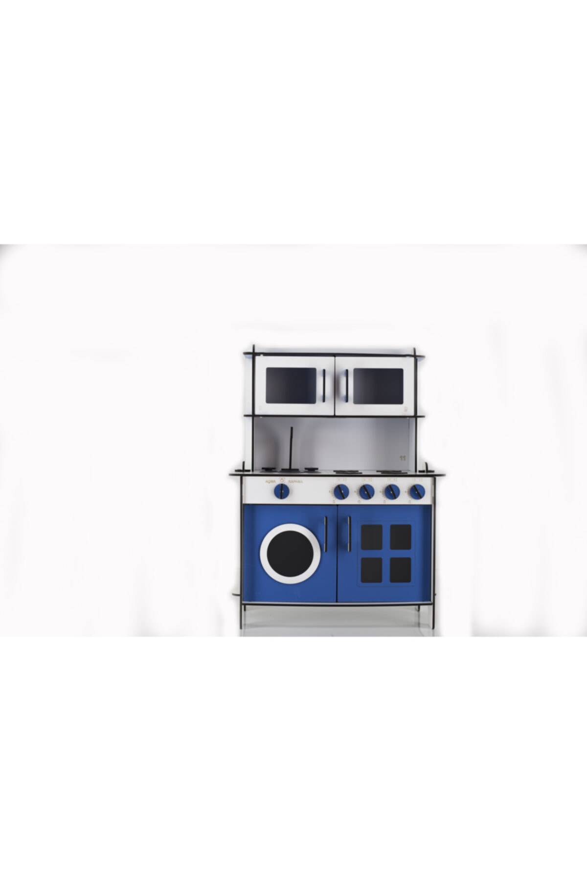 EMRİN AHŞAP OYUNCAK VE HEDİYELİK EŞYA Emrin Ahşap Oyuncak - Mavi Renk- Evcilik Oyuncak Mutfak Seti- Montessori - Model:emyk1