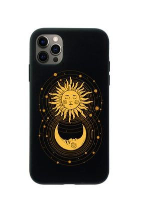 Siyah Iphone 12 Pro Max Uyumlu Moon And Sun Premium Lansman Silikonlu Kılıf MCIPH12PMLMANDS