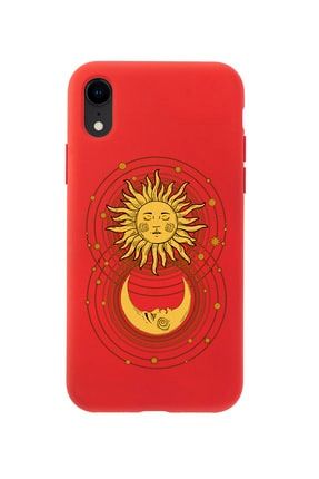 Iphone Xr Uyumlu Moon And Sun Premium Kırmızı Lansman Silikonlu Kılıf MCIPHXRLMANDS