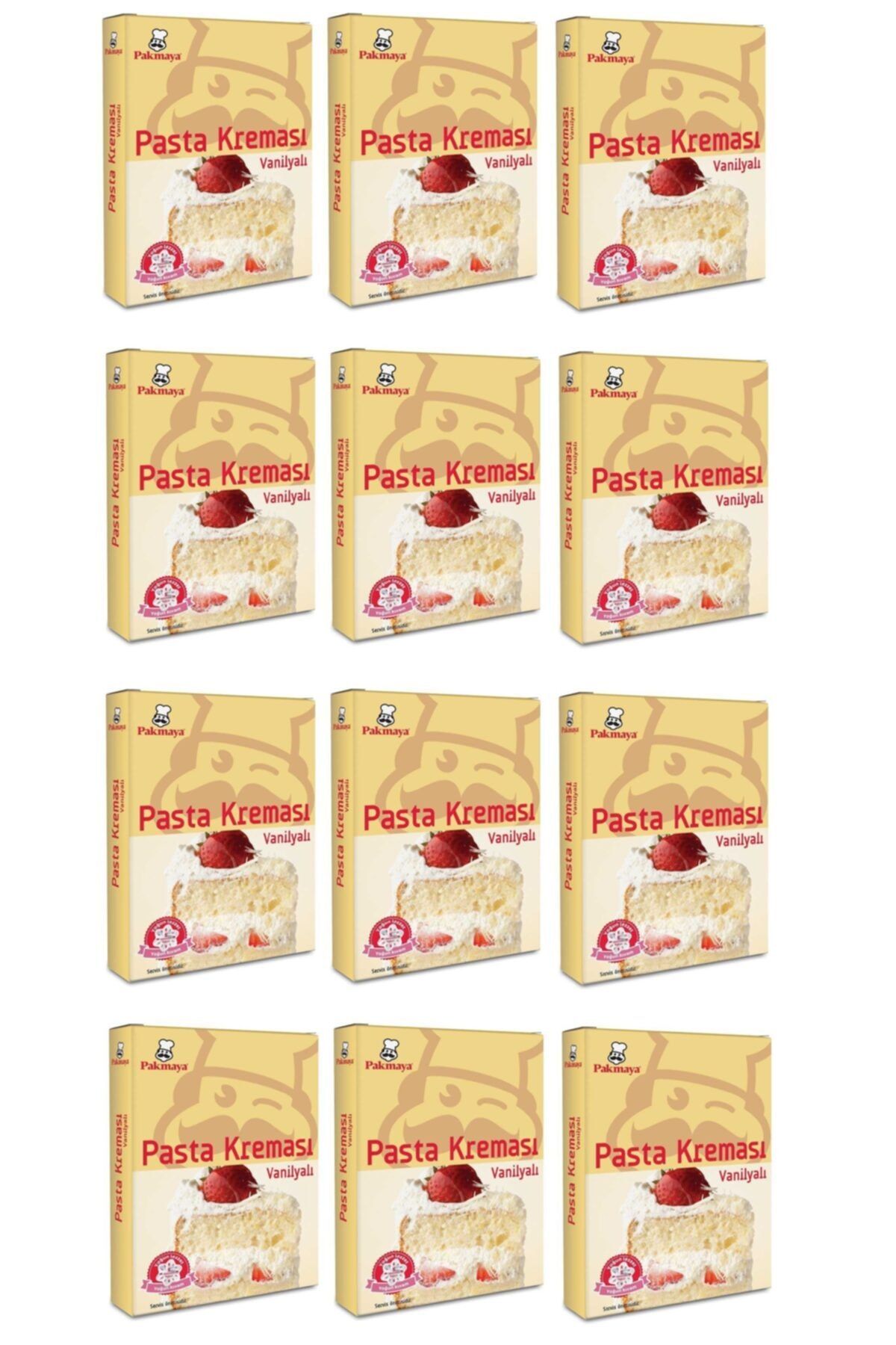 Pakmaya Pasta Kreması Sade Vanilyalı 140 Gr X 12 Adet