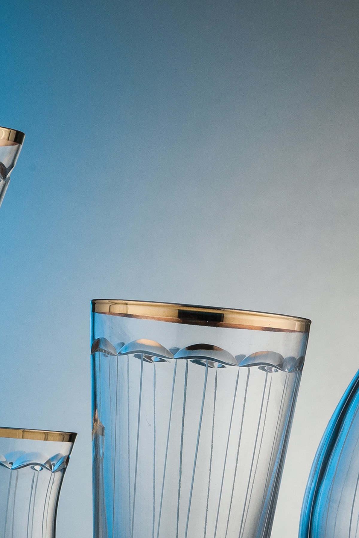 KCD Elegance Gold Cut Hand Decor Gilded 6 Pieces Patterned Water Glass Set