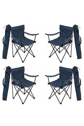 4 Adet Kamp Sandalyesi Katlanır Sandalye Bahçe Koltuğu Piknik Plaj Balkon Sandalyesi Mavi BfgRejisor002