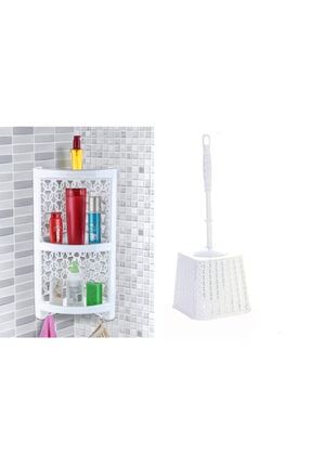 Örgü Desenli Banyo Köşesi Örgü Desenli Klozet Fırçası Beyaz Renkli 2 ' Li Set ES0101225