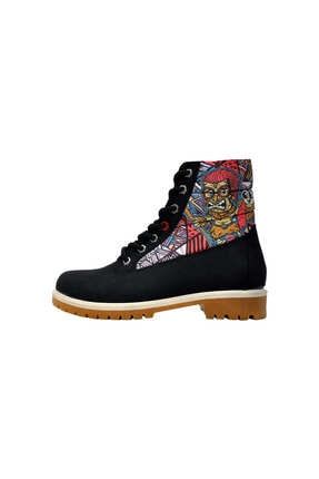 Kadın Siyah African Symbols / Tasarım Baskılı Vegan / Coolboots Kadin Bot dgs020-cb009