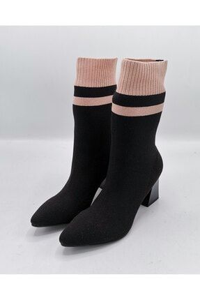 Siyah Pembe Triko Çorap Bot 1118